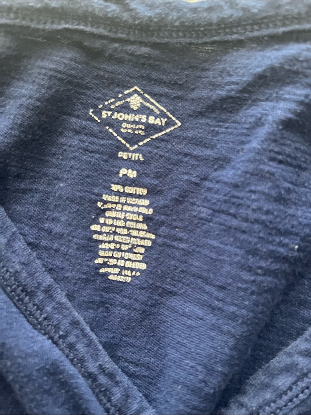 St. John's Bay Navy Long Sleeve Henley Top - Picture 2 of 2